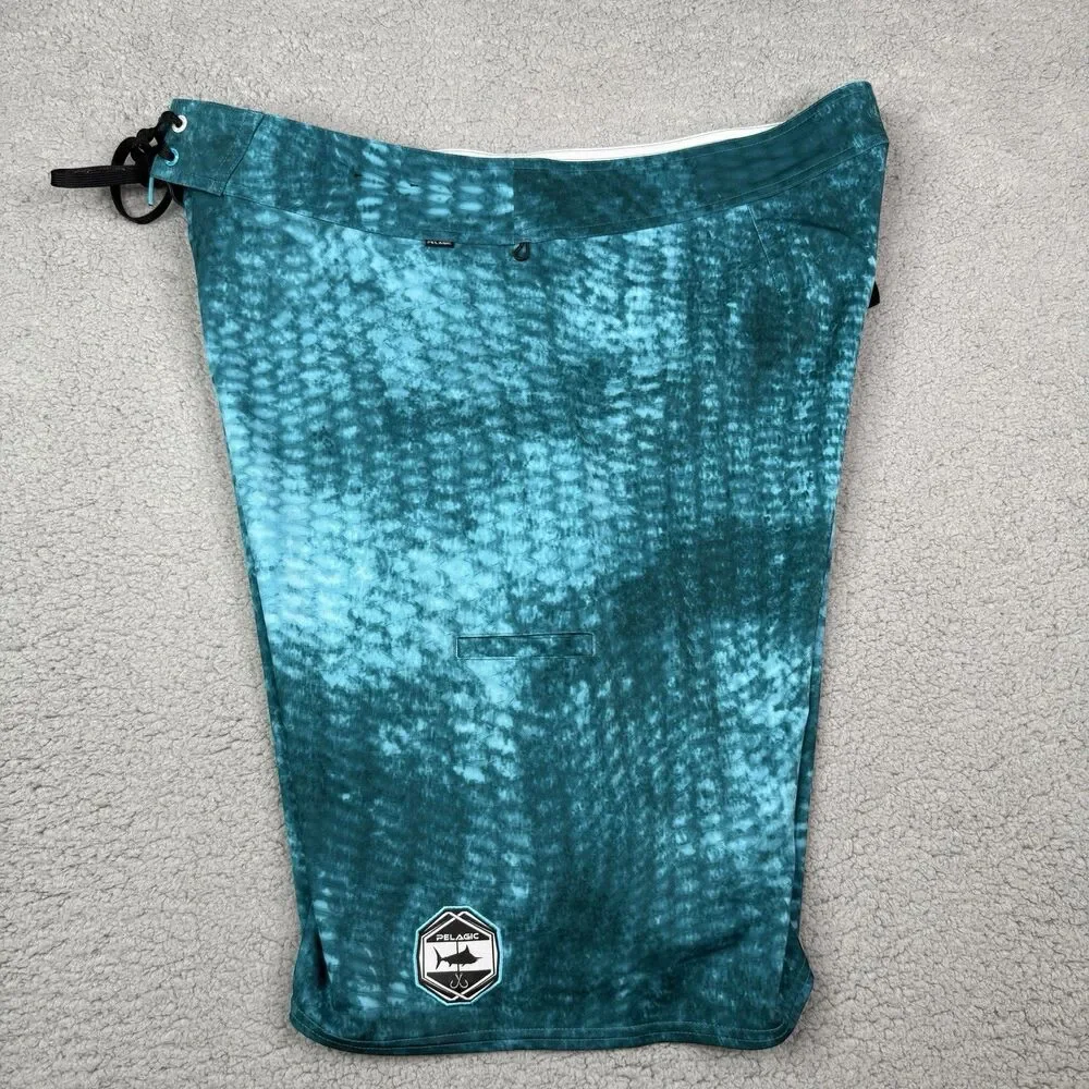 Pelagic Board Shorts Mens 40 Teal Blue Argonaut Swim Trunks Fishing Surf Beach